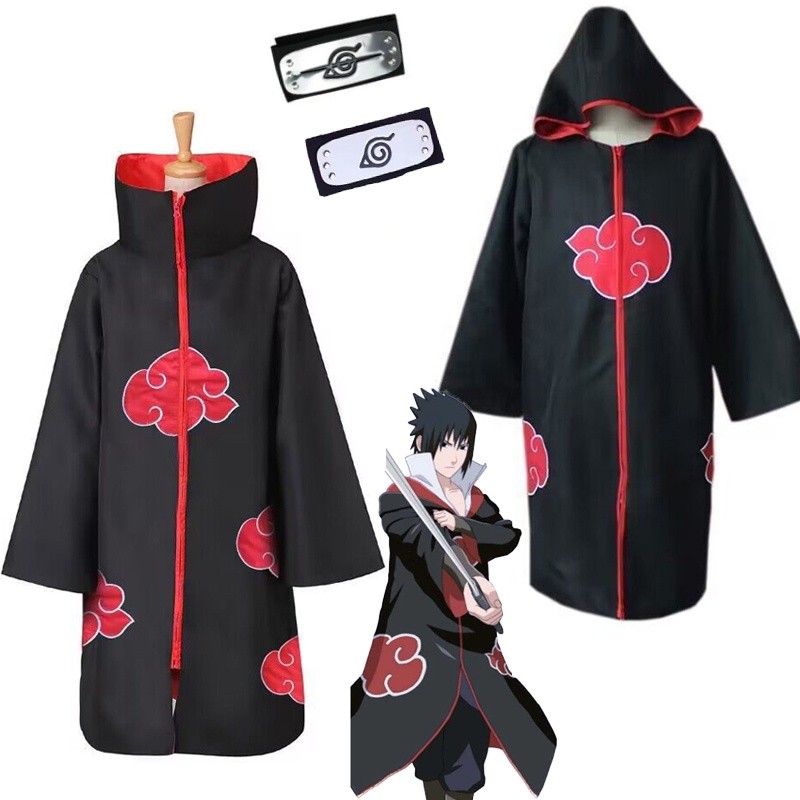 Naruto Cores Akatsuki Cloak Hooded Hodoned Holloween Anime Kahiko COPLAY UCHIO CAPE