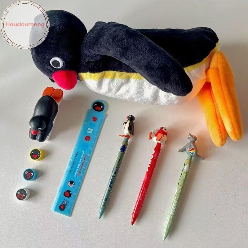 Houdoumeng การ์ตูนน่ารักเพนกวินตุ๊กตาดินสอความจุขนาดใหญ่นักเรียนเครื่องเขียนอุปกรณ์เก็บกระเป๋าของขวัญ TH