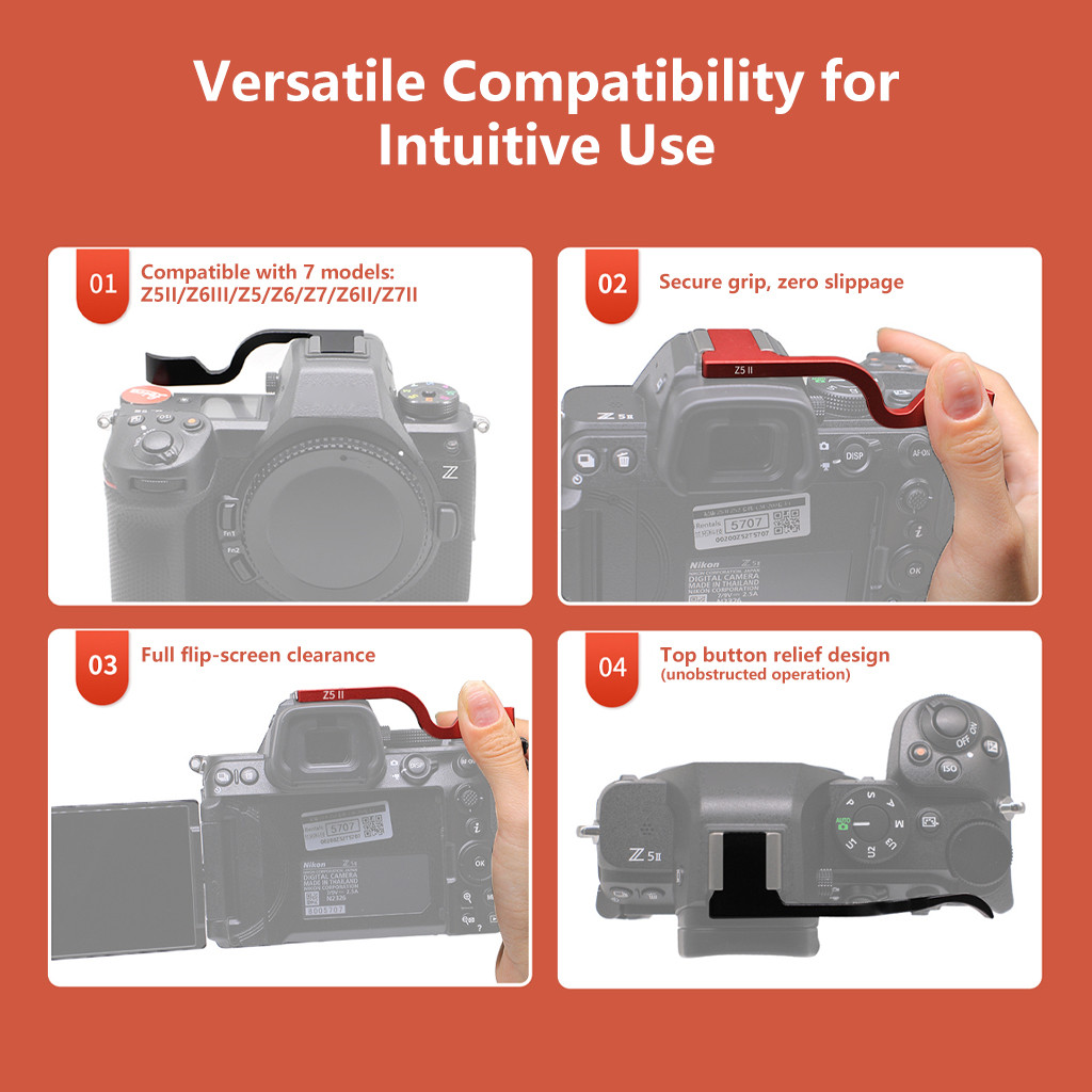 สําหรับ Nikon Z5 Z6 Z7 Z5II Z6II Z7II Z6III กล้อง Z5II โลหะ Thumbs Up Grip Hand Grip ผู้ถืออุปกรณ์เส