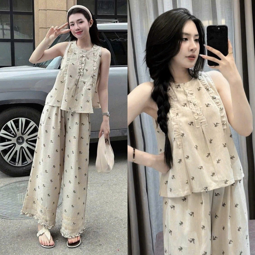 Kie_shop : ชุดใต้วงแขน Nilin แขนจับจีบและดอกไม้เล็กๆผสม Ruffles ลูกไม้สวย (รูปถ่ายจริงบนพื้น) Lollay