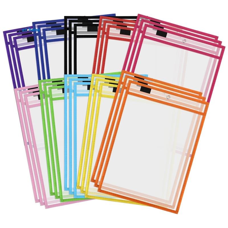 athena5530 Pack Dry Erase Pockets PVC Transparent Seven Dry Erase File Bag Reusable Dry Erase Bag