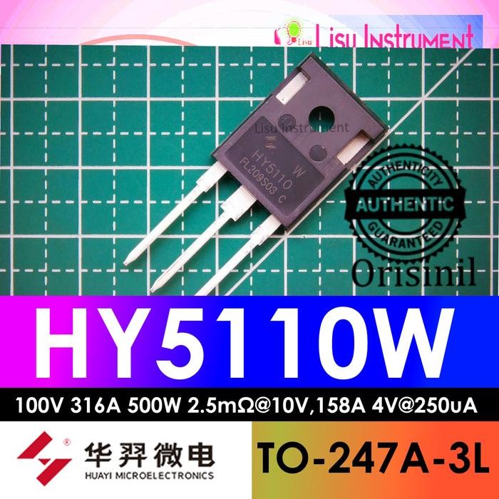 HY5110W 100V 316A 500W 2.5mΩ@10V,158A 4V@250uA 1 N-Channel MOSFET TO-247A-3L Original HUAYI