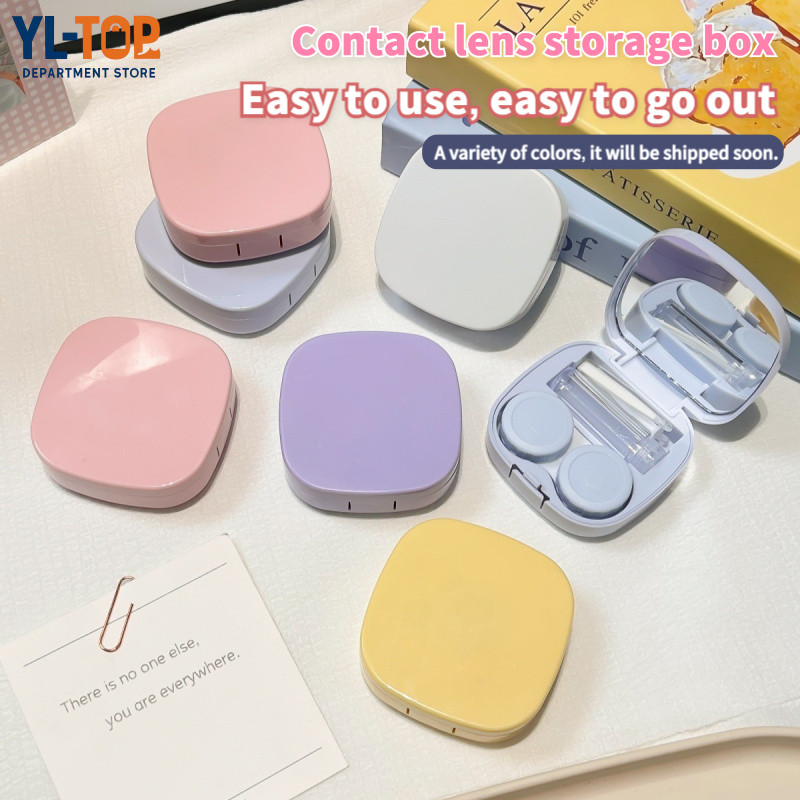 กล่องเก็บคอนแทคเลนส์ กล่องใส่คอนแทคเลนส์แบบพกพา กล่องดูแลคอนแทคเลนส์สี สไตล์มินิมอล พร้อมกระจก G3536