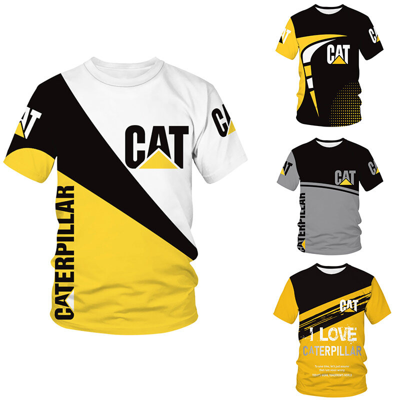 เสื้อยืดทีม Racing CAT สำหรับชาย ออกแบบมาเพื่อมอเตอร์ไซค์และดิทร์ไบค์ แขนสั้นพร้อมพิมพ์สามมิติ