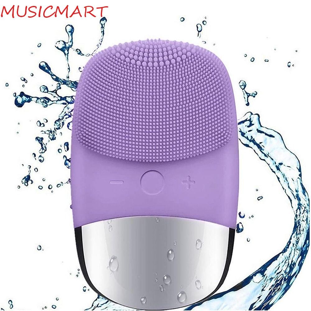 แปรงล้างหน้าซิลิโคน MUSICMART, Sonic Vibration Deep Pore Cleaning อุปกรณ์ทําความสะอาดใบหน้าไฟฟ้า, USB ชาร์จ Exfoliating กันน้ํา 3 in 1 Sonic Skin Cleaner