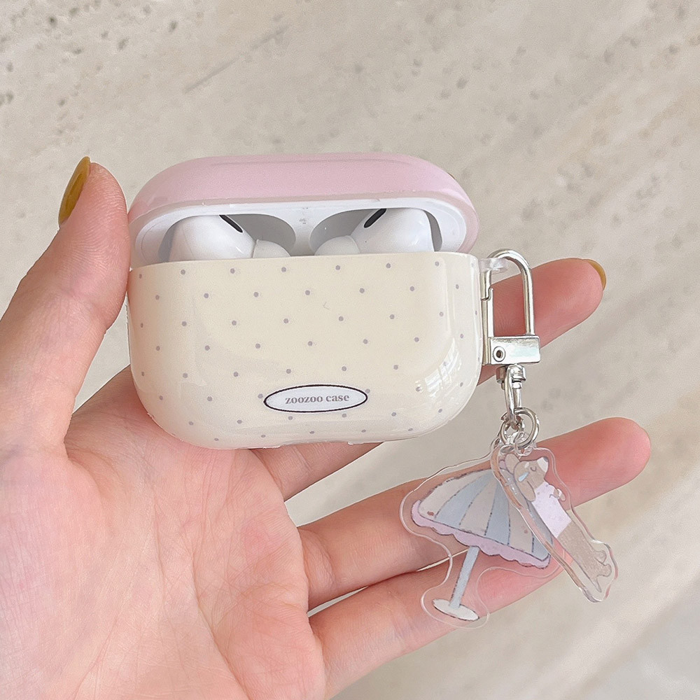 สไตล์เรียบง่ายสาวซิลิโคนสําหรับ AirPods1 2 สําหรับ AirPods 3 สําหรับ AirPods Pro หูฟังอุปกรณ์เสริมน่ารักสีชมพูร่มสุนัขจี้