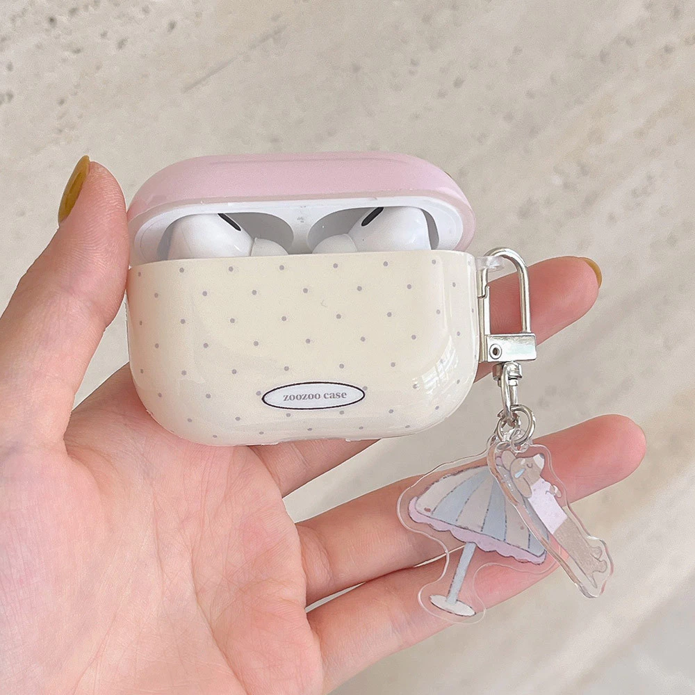 สไตล์เรียบง่ายสาวซิลิโคนสําหรับ AirPods1 2 สําหรับ AirPods 3 สําหรับ AirPods Pro หูฟังอุปกรณ์เสริมน่ารักสีชมพูร่มสุนัขจี้