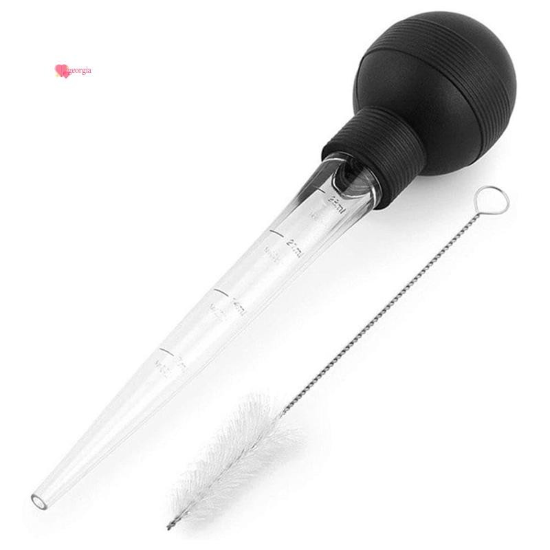 georg33Turkey Baster หลอดดูดซิลิโคนพร้อมแปรงทําความสะอาดสําหรับรสเนื้อสัตว์ปีกเนื้อเบเกอรี่ฉีดหมักเครื่องมือบาร์บีคิว