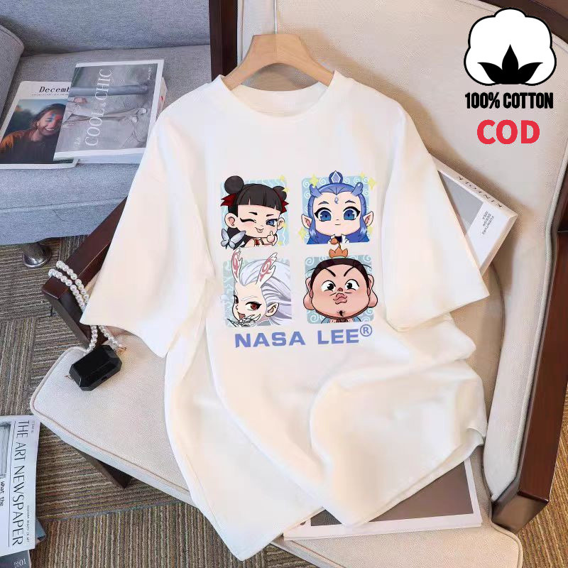 KATUN เสื้อยืดแขนสั้น Top 2025, Naza Four-Box Printing, Cotton 100%, Wide Cut