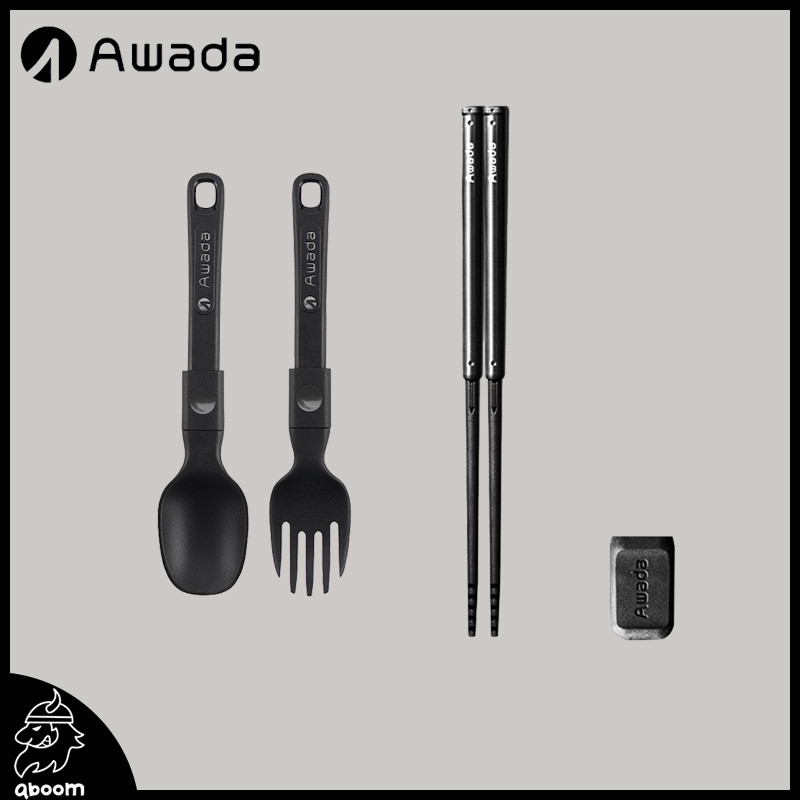 Awada ตะเกียบแบบพับเก็บได้กลางแจ้งบนโต๊ะอาหารแบบพับได้ Blackened แบบพกพา Camping Tableware Picnic Ta