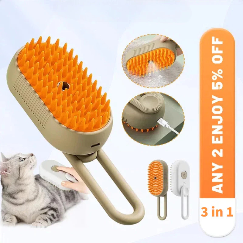 😻5 in 1 แปรงหวีไฟฟ้า ที่แปรงขนแมว หวีแมว นวด หวีขนสำหรับสัตว์เลี้ยง สุนัข แมว