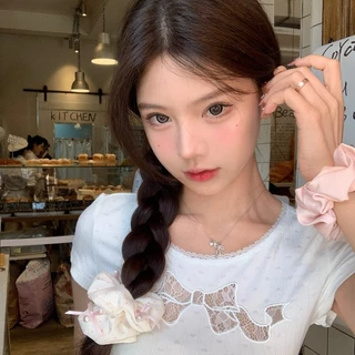 หูกระต่ายBowknot และ Scrunchies สีฟ้าและชมพู สำหรับเครื่องประดับผม