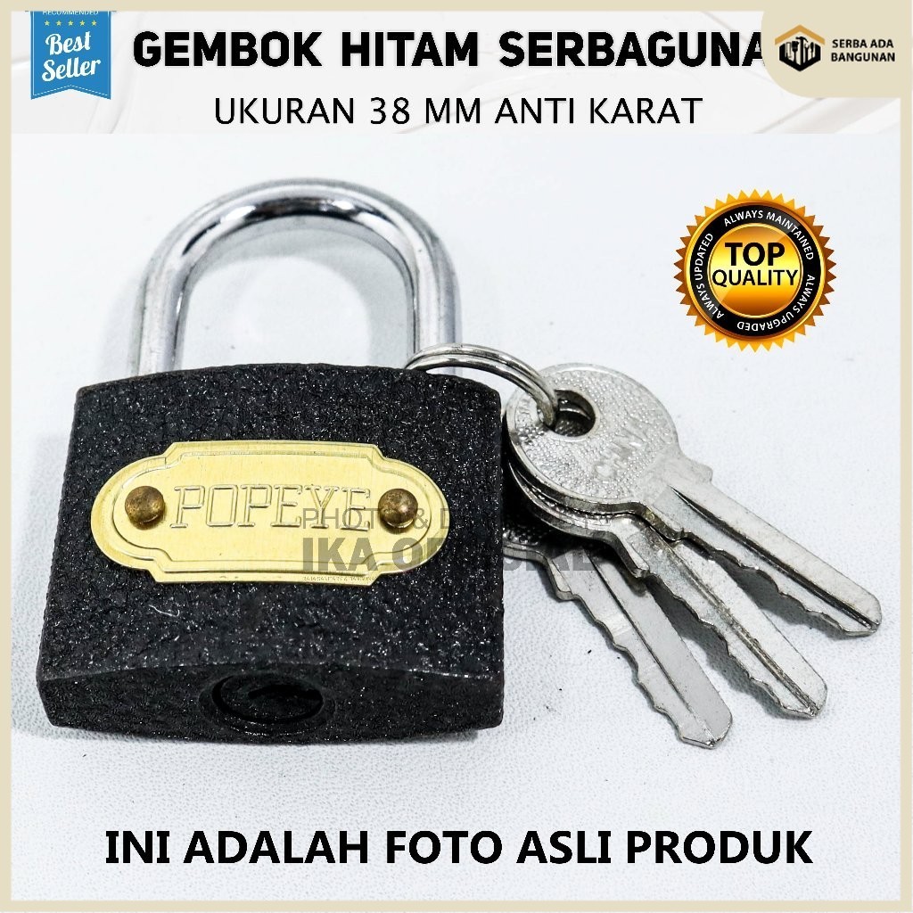 SAB BLACK GLOBE POPEYE SUPER STRONG PADDLOCK 20 25 30 40 มม./ทองเหลืองประตูบ้านรั้วกุญแจ / KEY