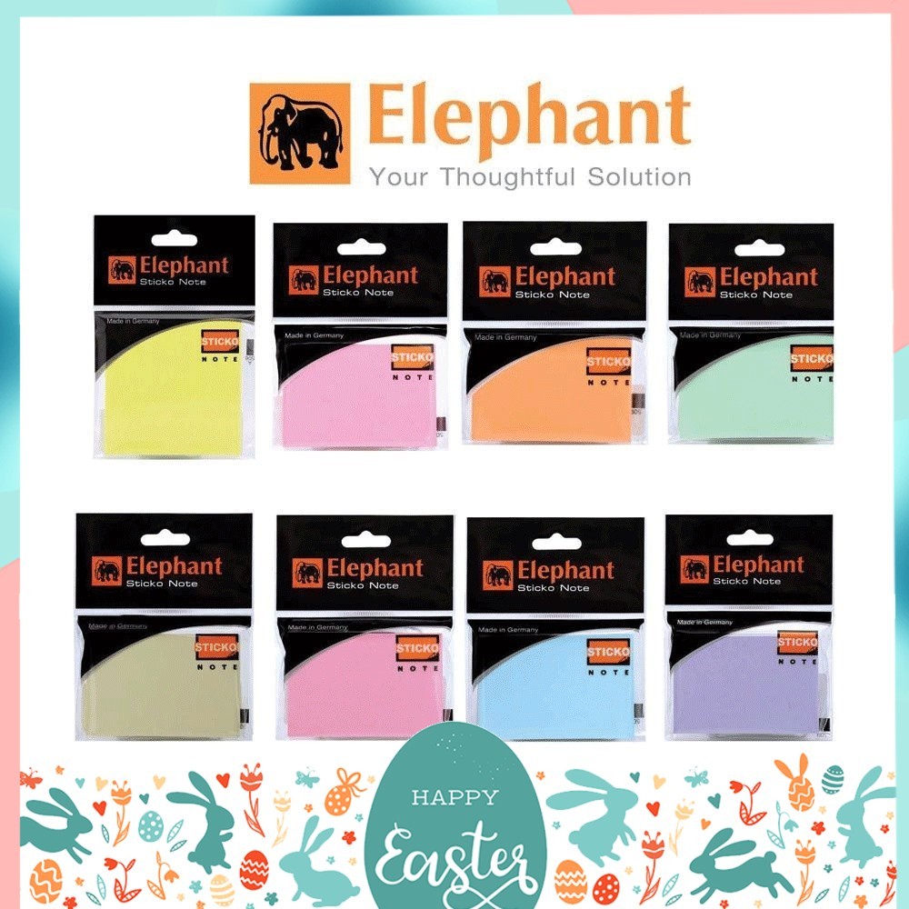 กระดาษโน้ต กาวในตัว สติ๊กโก้โน้ต โพสอิทขนาด 2X3 นิ้ว และ 3X3 นิ้ว ตราช้าง Elephant สีพาสเทล และสีนีออน