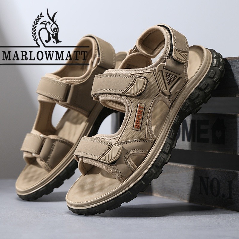 รองเท้าแตะผู้ชาย Marlowmatt | รองเท้าเดินป่ากลางแจ้ง | กันลื่นกันน้ํา | หนังสวย | สไตล์สไตล์ใหม่