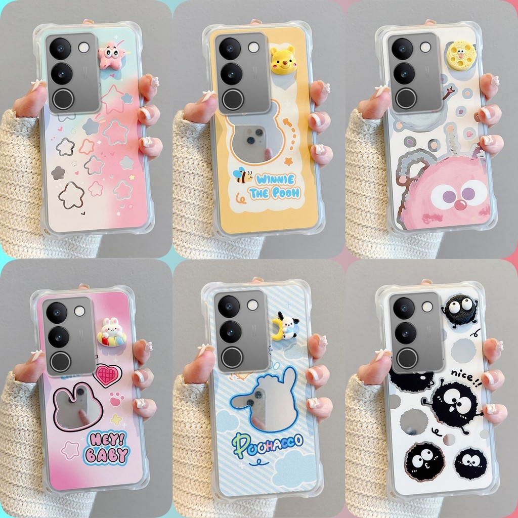 เคส VIVO V29 กระจก‌สี่มุมป้องกันกรณีโทรศัพท์หล่น