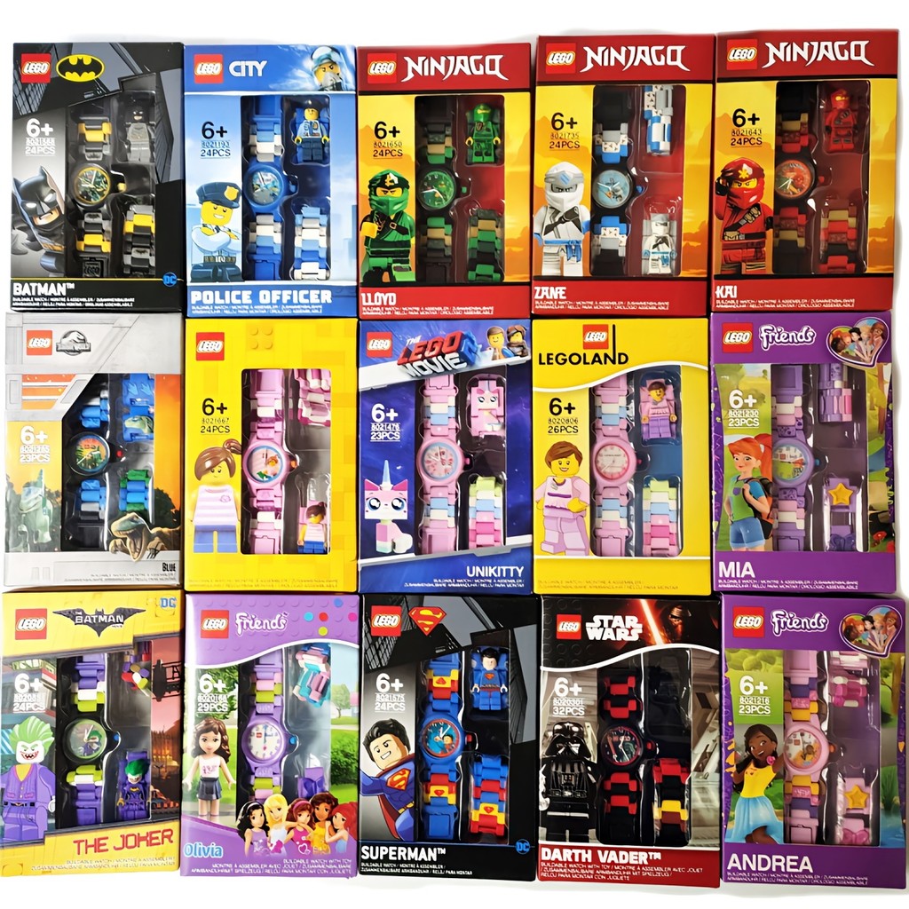 LEGO LEGO LEGO นาฬิกาบล็อกตัวต่อสําหรับเด็ก Phantom Ninja Kailo Ed Superman ประกอบของเล่นหลากหลาย