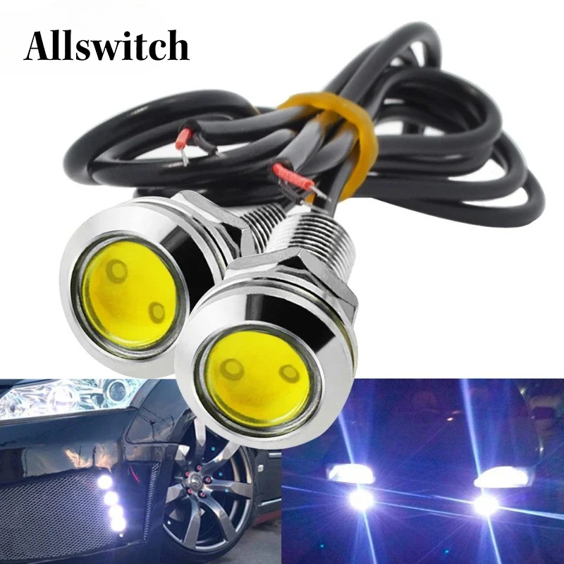 หลายสี 18 มม.รถ Eagle Eye Silver Shell DRL LED ไฟวิ่งกลางวัน LED 12V ย้อนกลับที่จอดรถสัญญาณรถยนต์โคมไฟ