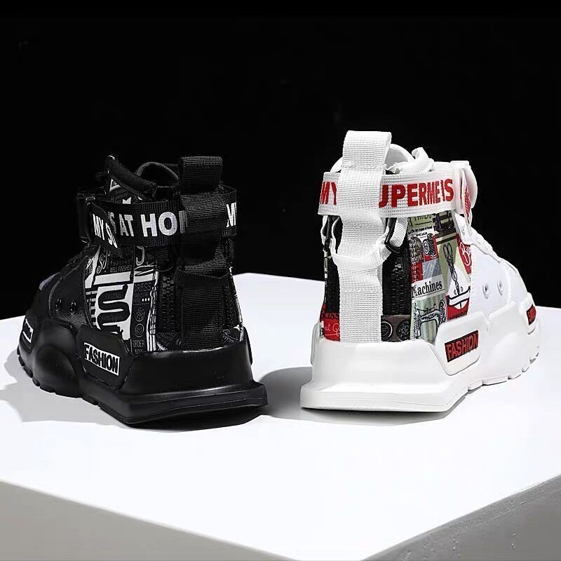 A aj Mens Shoes Spring All-Match Mandarin Duck Shoes Air Force No. 1 Casual Inner Heightening เวอร์ชั่นเกาหลีรองเท้าผ้าใบกีฬาคุณภาพสูงอินเทรนด์ [คลังสินค้าพร้อม