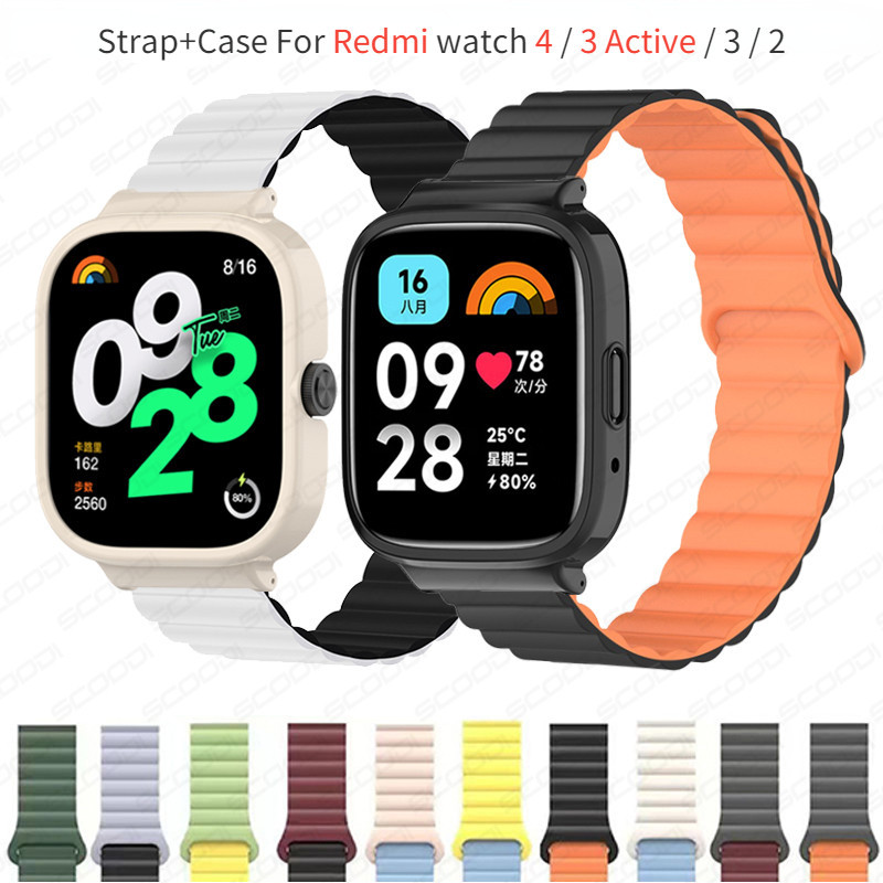 ซิลิโคน Bicolor Magnetic Strap + สําหรับ Redmi watch 4 / 3 Active / 3 / 2 สายนาฬิกาอัจฉริยะเปลี่ยนอุปกรณ์เสริม