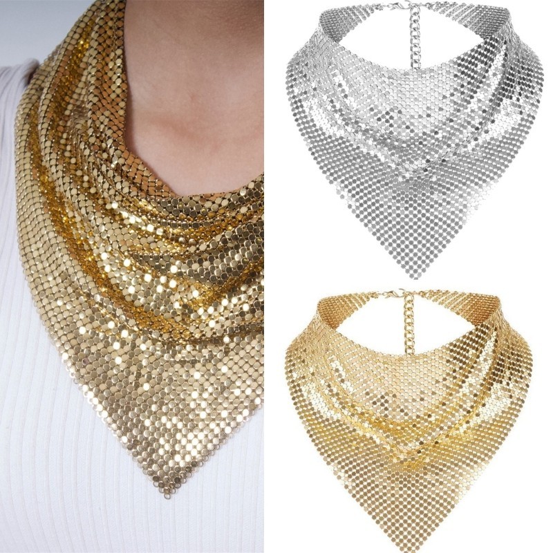 Bbd Shimmering Bandanas ผ้าพันคอสําหรับ Punk โลหะคอผ้าพันคอผู้หญิงแฟชั่นคอ Tie Club Party เครื่องแต่