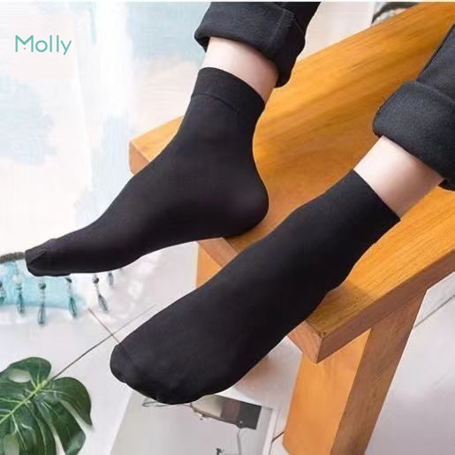 🎉จัดส่งจากประเทศไทย🎉 ถุงเท้าข้อกลาง ถุงเท้างานไทย คุณภาพดี พร้อมส่ง🧦 ดำ