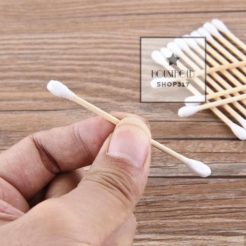 ✈️🚀พร้อมส่ง Cotton Buds คอตตอนบัด สำลีปั่นหู ด้ามไม้ อย่างดีไม่รุ่ยง่าย 1แพ็คมี100ชิ้น😊🦋🎉 hh99 - รูปที่ 2