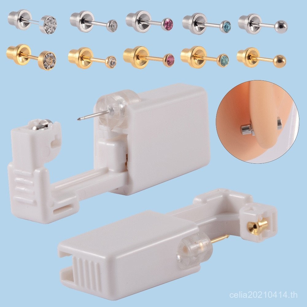 เครื่องมือเจาะหูแบบใช้แล้วทิ้ง 316L สแตนเลสครึ่งวงกลมห่อเจาะหู Studs ปืนเจาะมือหู-