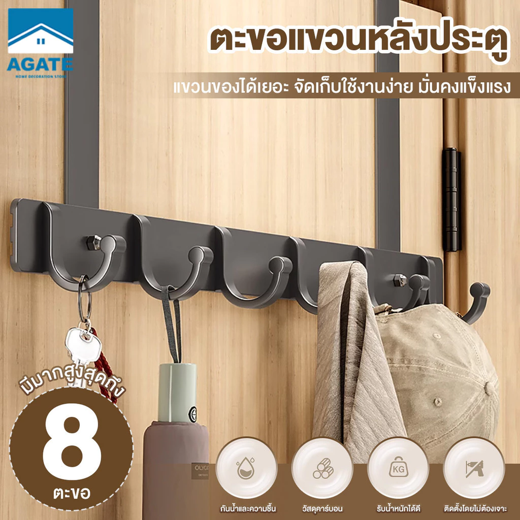 ตะขอเกี่ยวหลังประตู ตะขอแขวนประตู ตู้ครัว ไม่ต้องเจาะผนัง ตะขอติดผนัง แข็งแรง ทนทาน ไม่เป็นสนิมตะขอหลังประตูห้องนอน