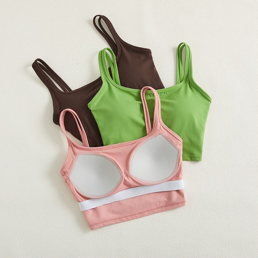 MAGIEYOGA(เบาะคงที่) สปอร์ตบราแฟชั่นปกหน้าอกด้านข้าง Gathering Bra Gym Dance
