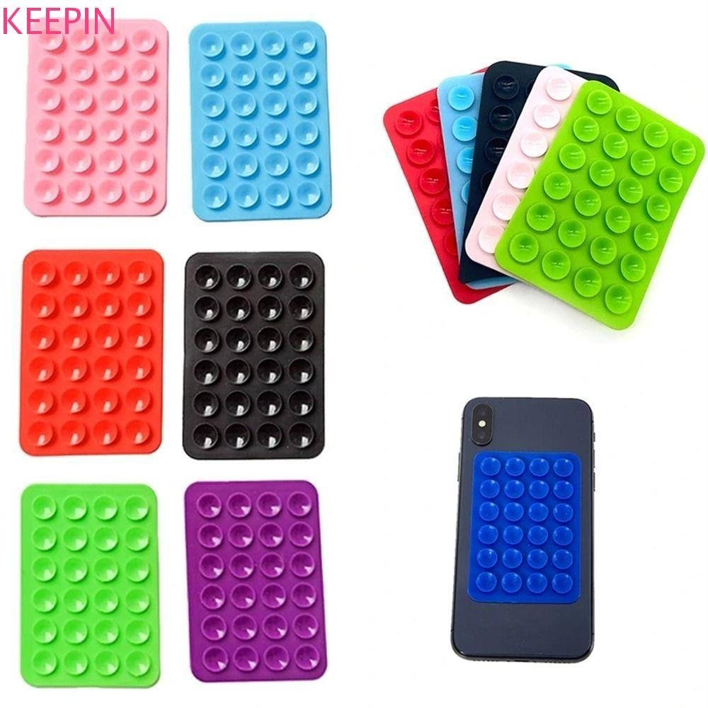 Keepin 2 ชิ้นโทรศัพท์ดูด Pad Anti-slip อเนกประสงค์ Wall Stand Mat โทรศัพท์กรณี Backed กาวคู่ด้านข้างดูดถ้วย Mat