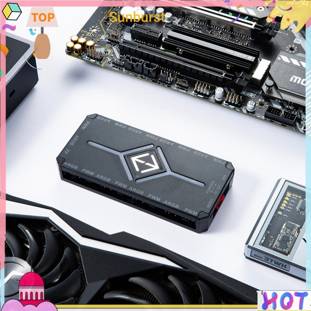 1 ถึง 9 3 in 1 PWM ARGB Fan Hub Splitter PWM ฮับดูดแม่เหล็กพร้อมรีโมท [Sunburst11.th]
