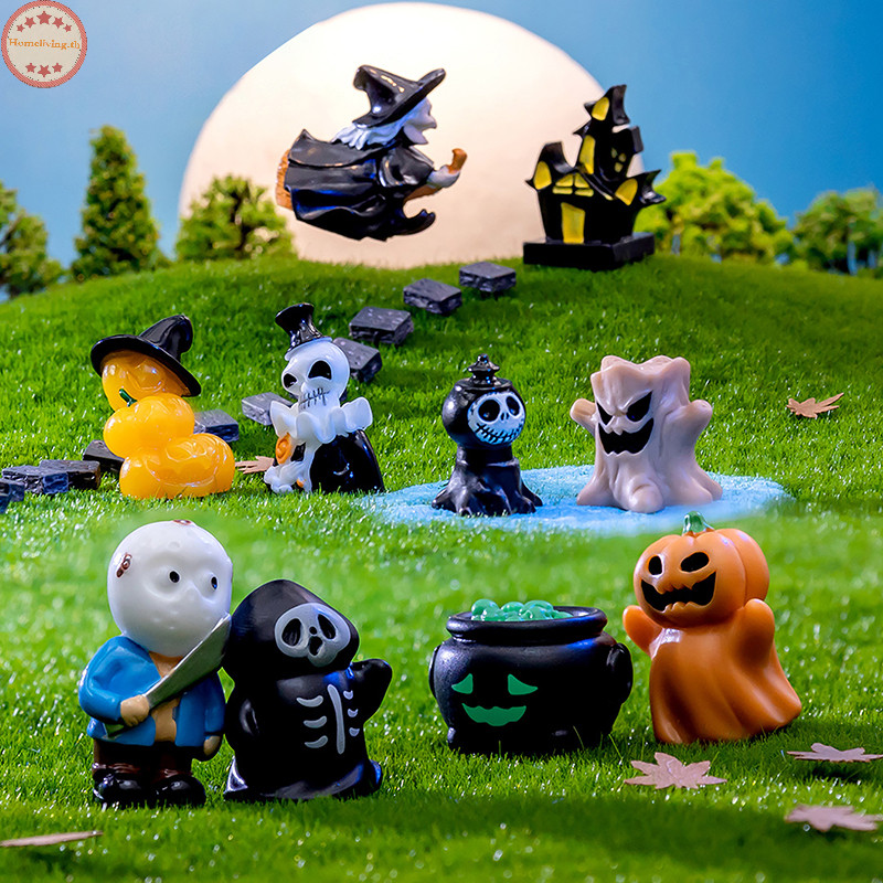 บ้าน 1 ชิ้นน่ารักฮาโลวีน Micro Landscape Miniature Figurines เรซิ่นหัตถกรรม DIY Mini Fairy Garden Desktop เครื่องประดับ TH
