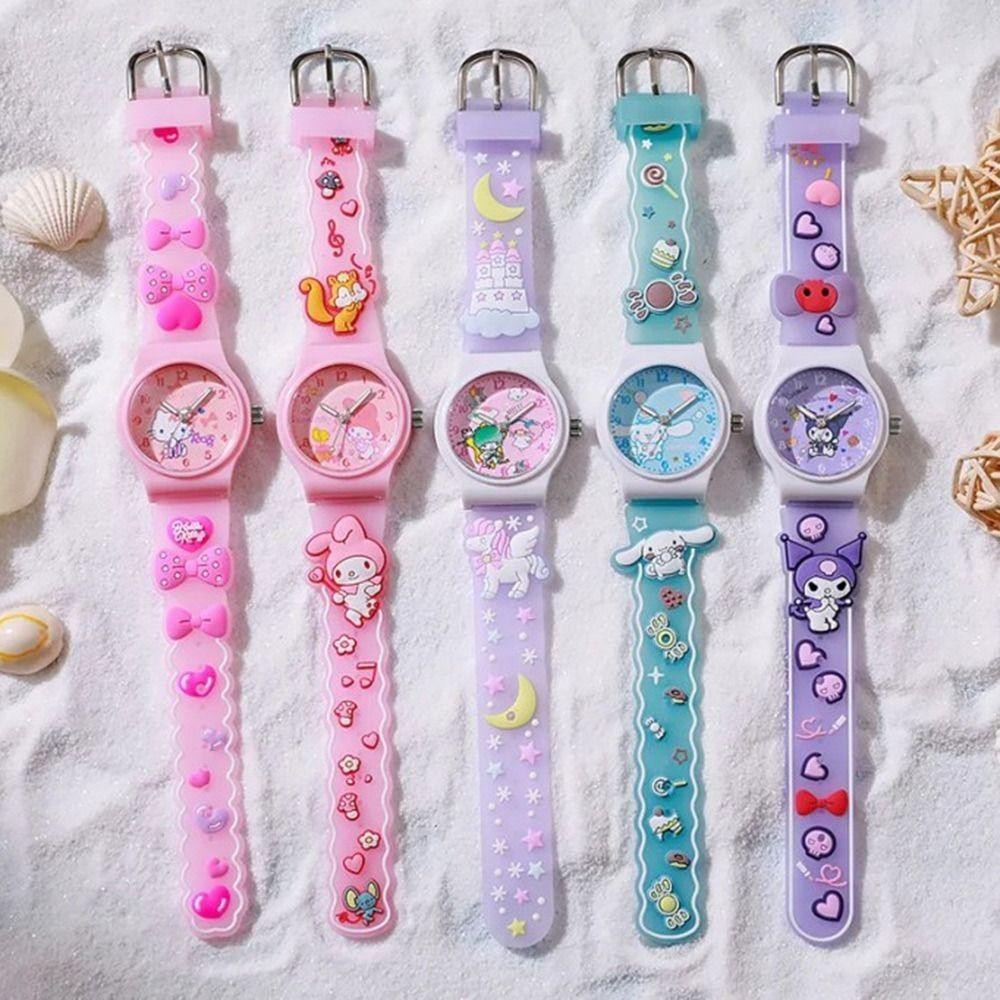 Uumir นาฬิกาควอทซ์เด็ก, นาฬิกาข้อมือกันน้ํา, ของเล่นอนิเมะ Sanrio Melody KT Kuromi Cinnamoroll นาฬิกาเด็กผู้หญิง