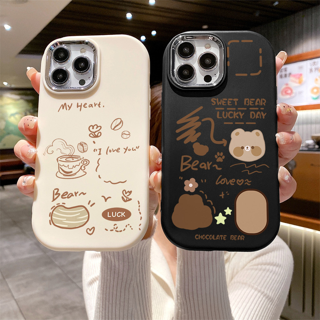 สําหรับ OPPO A5S A16 A12 A3S A17K A15 A38 A94 A17 A18 A57 A9 A31 A53 A5 A33 A77 2020 A56S A16K A92 A55 A95 A77S F9 A54 A96 A58 A98 A78 A74 A7 A78 A15S A52 Reno 6z 8z 7z 8T 5Z เลนส์โลหะป้องกันการล่มสลายหมี