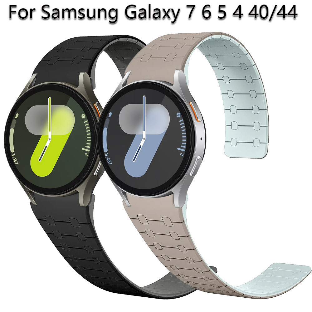 สายรัดแม่เหล็กสําหรับ Samsung Galaxy Watch 7 6 5 4 40 มม.44 มม.5Pro 45 ไม่มีช่องว่างสร้อยข้อมือซิลิโคนสําหรับ Galaxy 6Classic 43 47 มม.