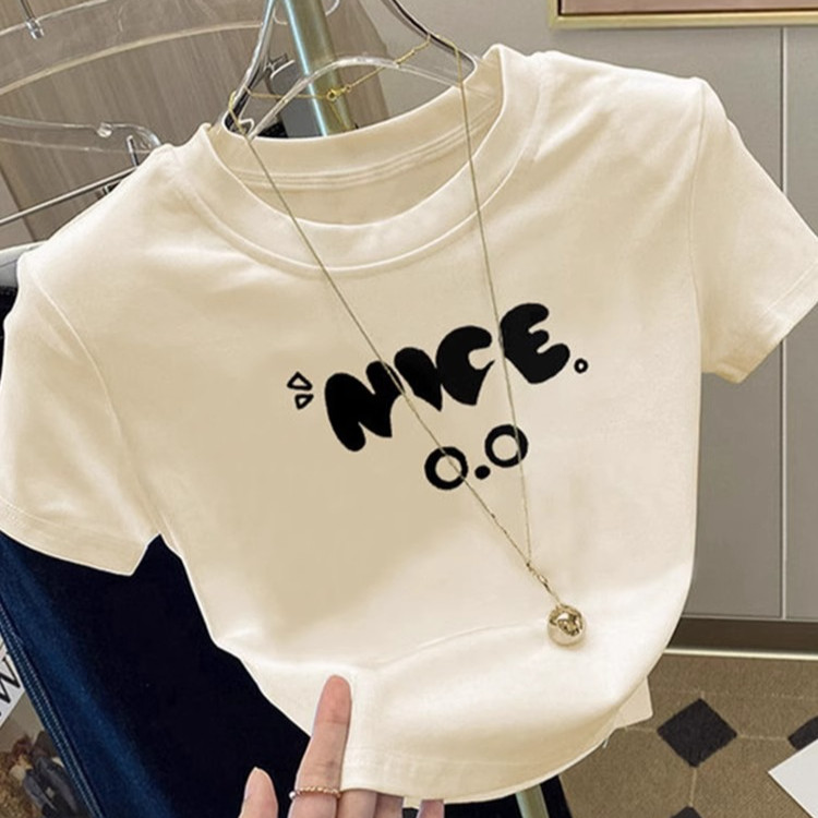 🌈พร้อมส่ง🌈 เสื้อครอปแขนสั้น ผ้าคัตคอน นิ่มใส่สบาย #แขนสั้น 100%Cotton T-shirt ฤดูร้อน เสื้อยืดผู้หญิง เสื้อยืดพิมพ์ลาย