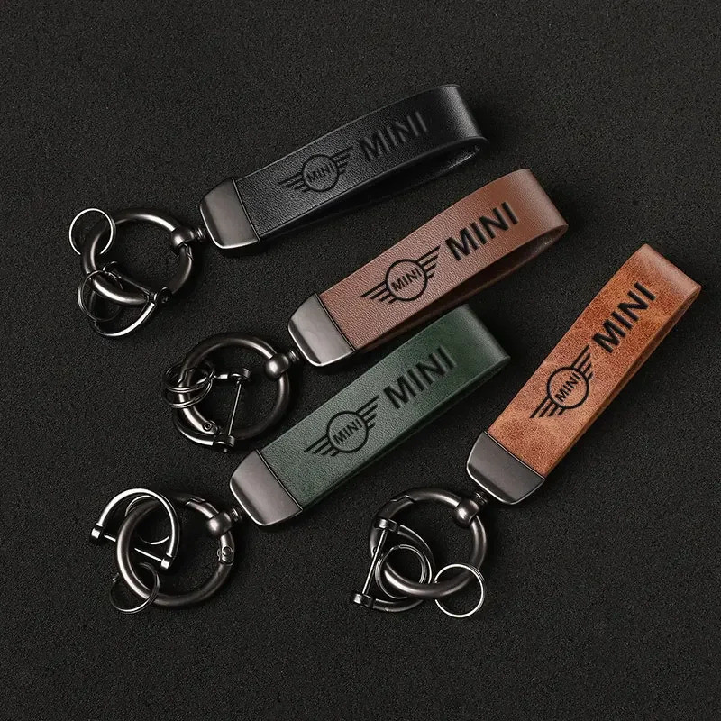สําหรับ Mini Cooper One S JCW R55 R56 F55 R57 F56 F54 R50 R53 F57 R58 R59 R60 รถหรูหราพวงกุญแจหนังแท้พวงกุญแจรถ