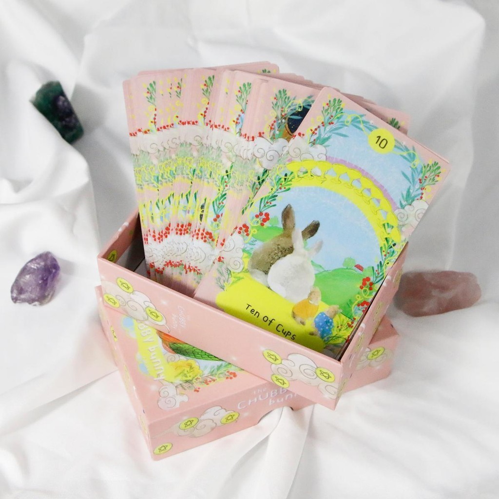 Chubby Bunny Tarot A 78-card Deck 12*7cm Featuring Cute Bunnies 2.75 X 4.75 บรรจุภัณฑ์กล่องแข็ง
