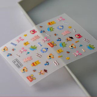 ทําเล็บ น้ําผึ้ง หมี สติ๊กเกอร์ลายนูนการ์ตูนสัตว์เล็บสติกเกอร์สามารถผสมได้