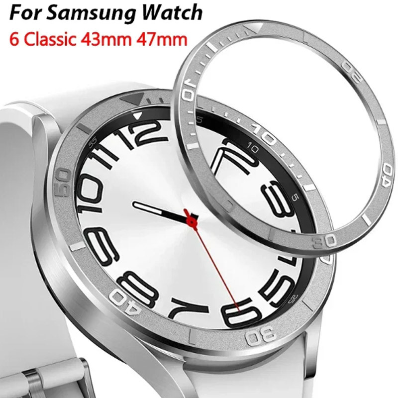 ฝาครอบโลหะสําหรับ Samsung Galaxy watch 6 คลาสสิก 43 มม. 47 มม.นาฬิกาแหวนกันชนป้องกันกรณีสําหรับ Galaxy watch 6