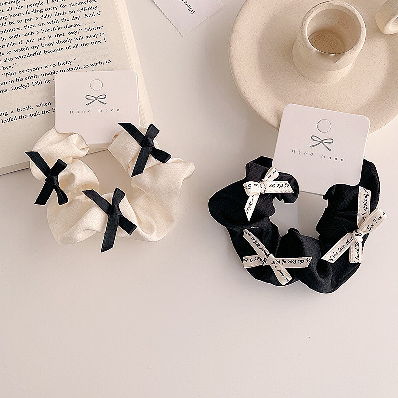 Y2k โบว์หวาน Scrunchies สาวยืดหยุ่นผมสีขาวผมวงผู้ถือผมหางม้าผูกยางรัดแฟชั่นผู้หญิงอุปกรณ์เสริม