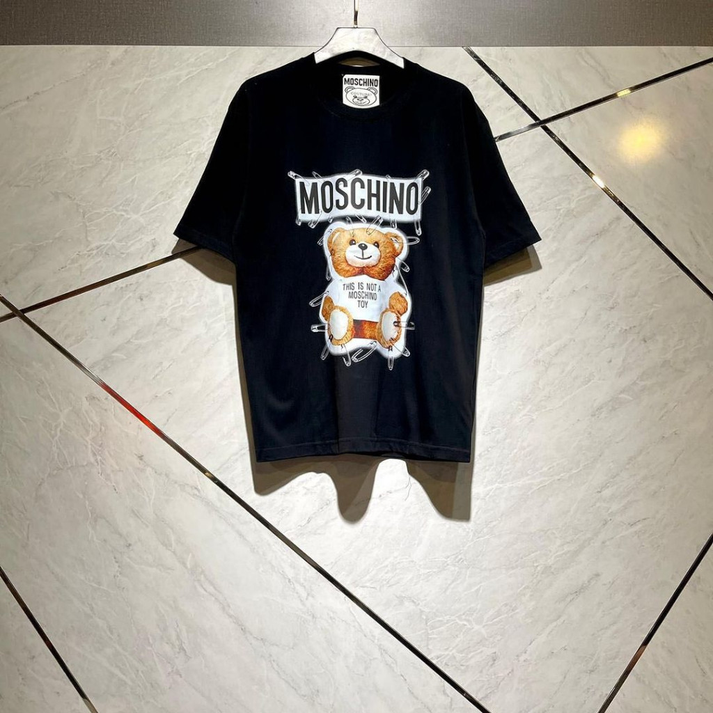 Moschino T-Shirts For Men/Tops For Men And Women/Men's T-Shirts With mirror Bear Motifs/Men's Plain 