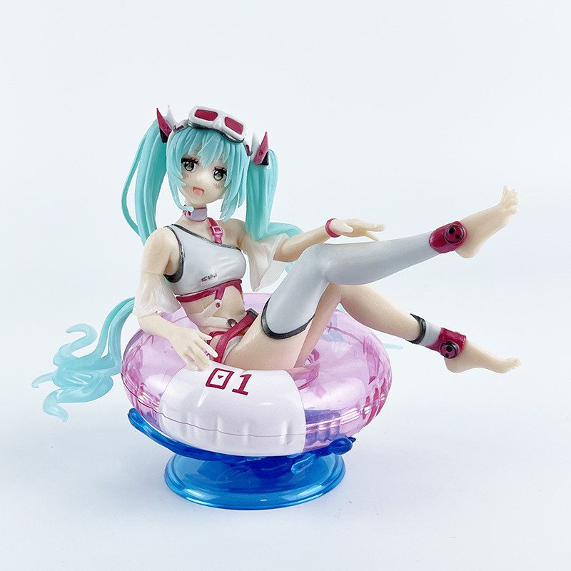 Aqua FLOAT Girls Anime Garage kits Prize FIGURE irena Hatsune Miku ชุดว่ายน้ำแหวนว่ายน้ำนั่ง