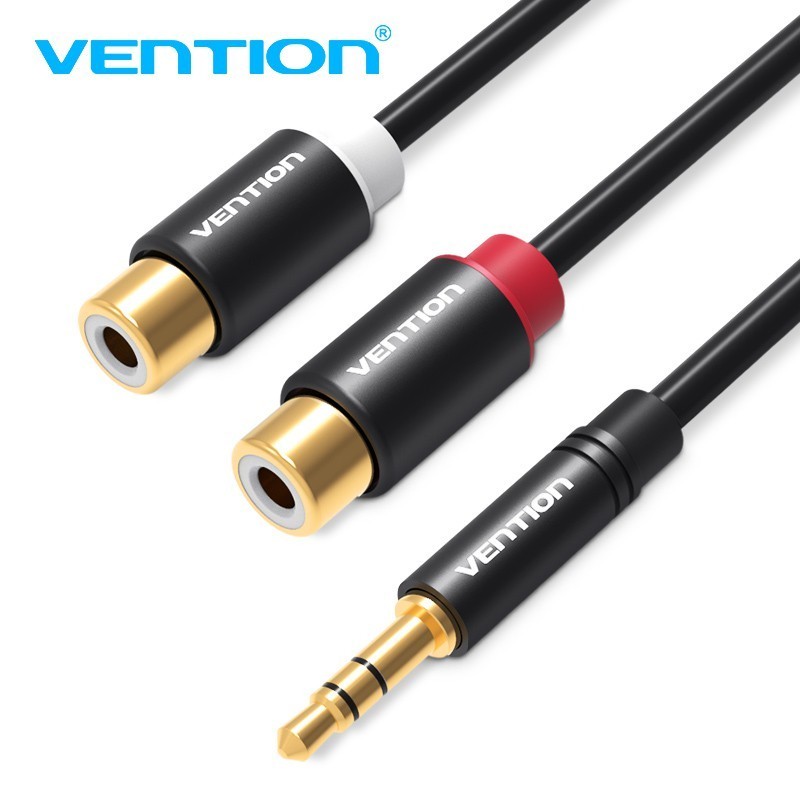 Vention 3.5 มม. ถึง 2 RCA ตัวผู้ ไป ตัวเมีย สายเคเบิล Aux