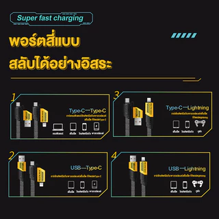 130W ชุดชาร์จเร็ว PD หัวชาร์จ+สายชาร์จ QC 3.0 Quick charging 1PD + 3USB Adapter สําหรับ iP 15 14 13 12 MicroUSB TYPE-C