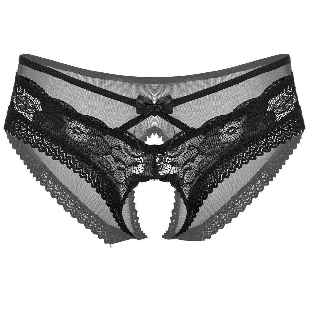 Nikiikoo Men Sheer Lace Briefs กางเกงชั้นในจีสตริง Sissy ชุดชั้นในชุดชั้นใน Bowknot Hollow Out กางเกงชุดนอน - รูปที่ 3