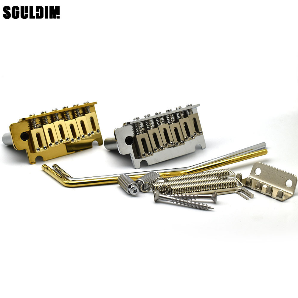 สะพานลูกคอกีตาร์83.5×40.5มม. ระยะห่างระหว่างสาย52.5มม. (5×10.5มม.) สำหรับ ST กีตาร์ Chrome GOLD