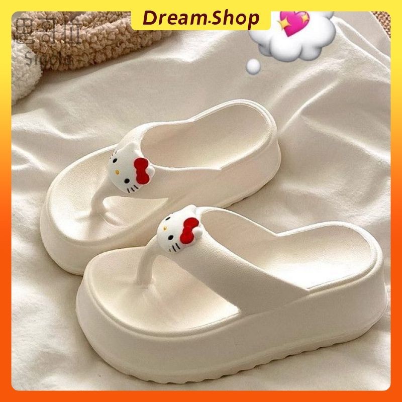 「DR」Hello Kitty Beach Sandals 7cm หนาและสูง EVA หนาและนุ่มสบายสูง ขนาด 36-41