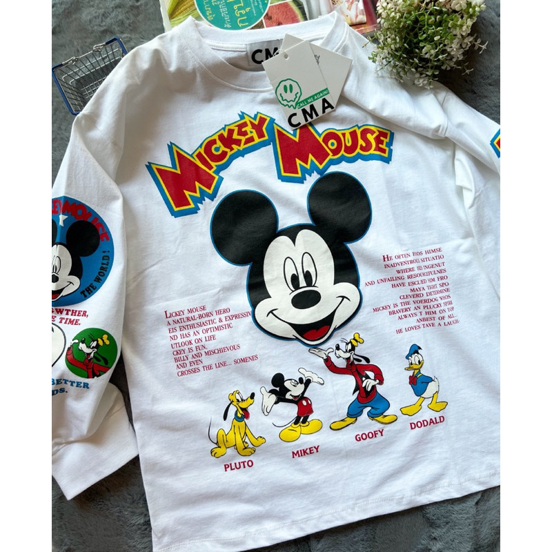 ✿ •͈ᴗ•͈✿ ใหม่ รอบคอเสื้อแขนยาว ผ้าคอตตอนนุ่มๆ ลายน้องมิก ผ้าCotton Crewneck Sweatshirt